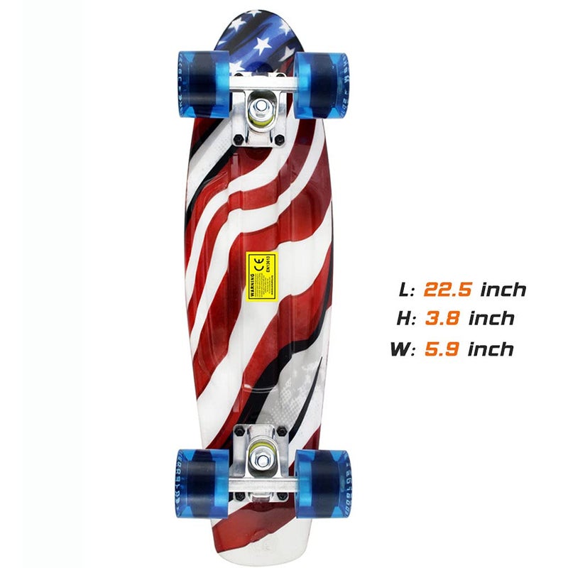 Meketec Skateboards Kids Mini 22 inch Cruiser Beginner Skateboard Boys Board for Girl Youth Children Toddler Teenagers Adults Patinetas Dog (American Flag) - Image 3